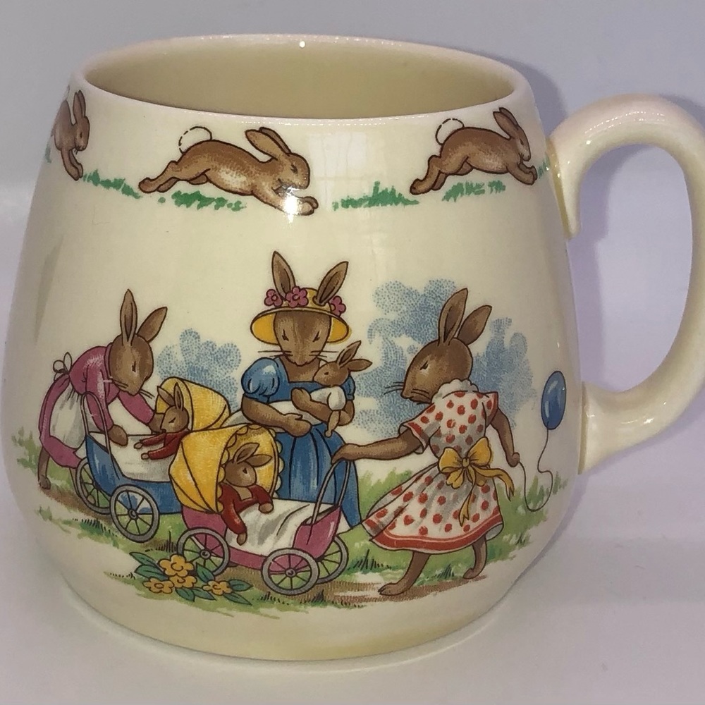 Royal Doulton Bunnykins Single Handle Mug Baby Bunnies/Pink Dress